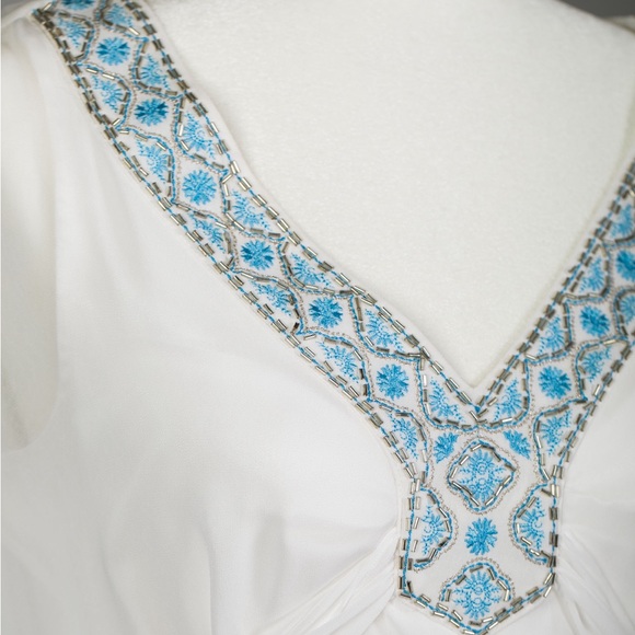 SOLD - White House Black Market Beaded Embellished Trim Kimono Blouse, Small - Picture 5 of 7